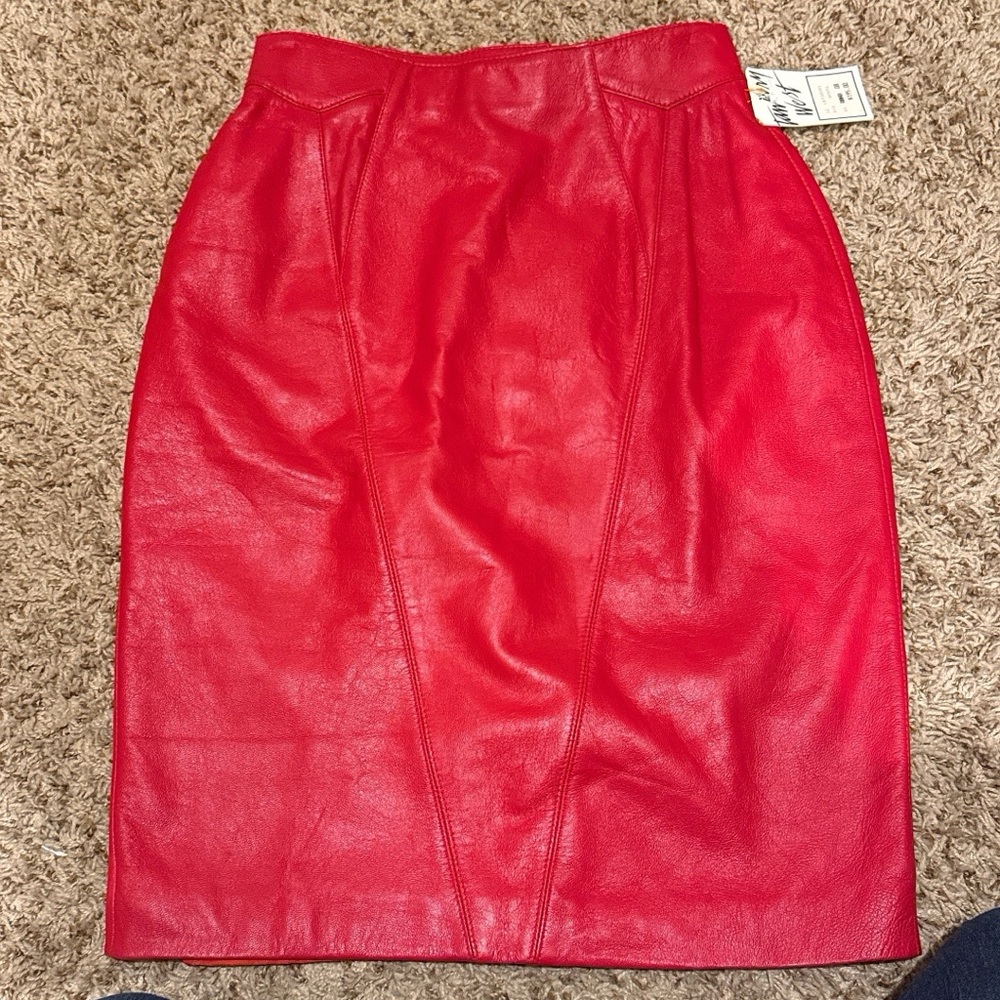 Vintage 80s leather pencil skirt